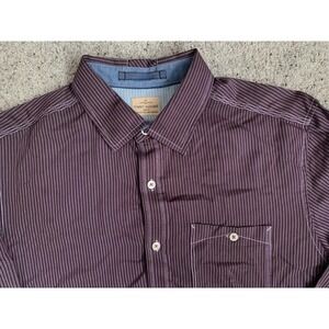 Tommy Bahama Mens L/S Striped Button Shirt Purple/Brown‎ Lyocell Cotton MEDIUM